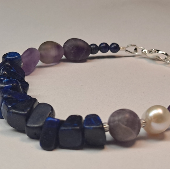 * INNER STRENGTH * CALMNESS * LAPIS LAZULI AMETHYST BRACELET - Picture 2 of 11
